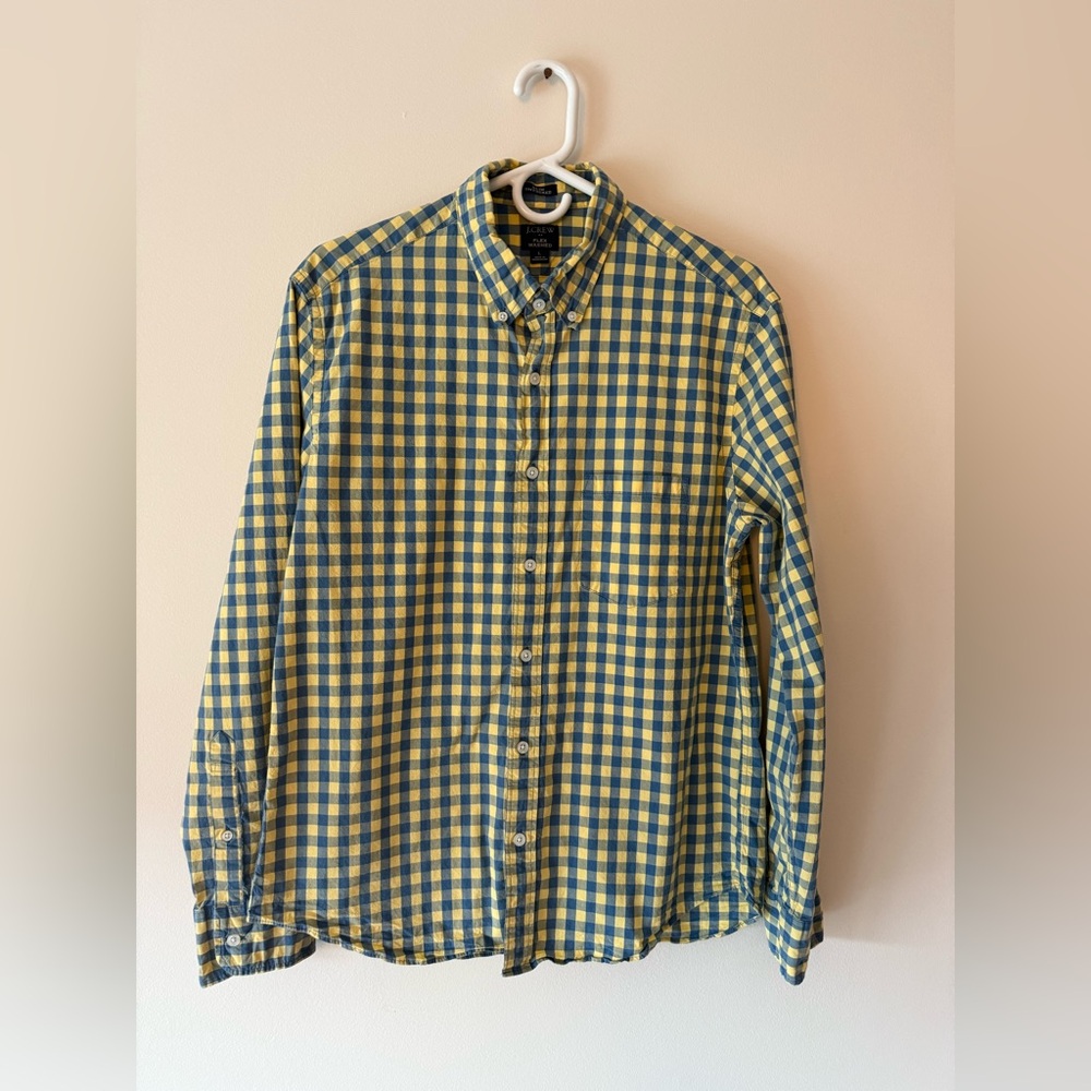 J. Crew Yellow and Blue Checkered Shirt